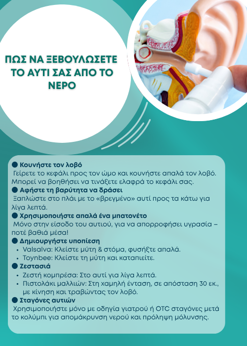 βουλωμενο αυτι απο νερο
