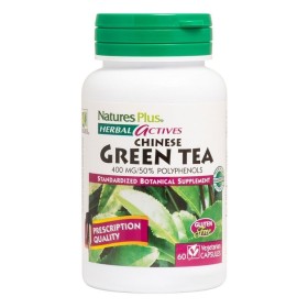 NATURES PLUS Green Tea Chinese 400 MG Αντιοξειδωτική Φόρμουλα με Καρδιοπροστατευτική & Αντικαρκινική & Αδυνατιστικλη Δράση 60 Κάψουλες