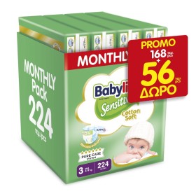 BABYLINO Promo Sensitive Diapers Monthly No.3 Midi (4-9kg) 224 Pieces