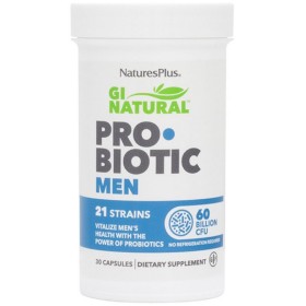 NATURES PLUS GI Natural Probiotic Men Men's Supplement with Prebiotics & Probiotics 30 Capsules