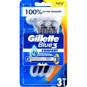 GILLETE Blue 3 Plus Comfort Ξυραφάκια Μιας Χρήσης Μπλε Χρώμα 3 Τεμάχια