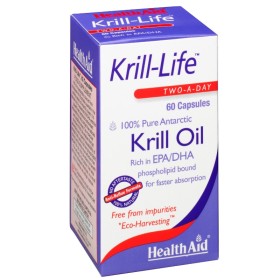 HEALTH AID Krill Life 500mg Συμπλήρωμα για Καλή Εγκεφαλική & Καρδιακή Λειτουργία 60 Κάψουλες