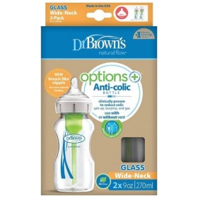 Dr Browns Options+ Anti-Colic Γυάλινο Μπιμπερό με Φαρδύ Λαιμό & Θηλή Σιλικόνης 0m+ 2x270ml Dr Browns Options+ Anti-Colic Γυάλινο Μπιμπερό με Φαρδύ Λαιμό & Θηλή Σιλικόνης 0m+ 2x270ml
