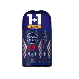 NIVEA MEN Promo Deo Dry Impact Roll-on Ανδρικό Αποσμητικό 2x50ml [1+1 Δώρο]