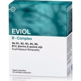 EVIOL B-Complex Συμπλήρωμα με Σύμπλεγμα Βιταμινών Β & Φολικό Οξύ  30 Κάψουλες