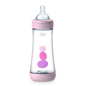 Chicco Perfect 5 Πλαστικό Μπιμπερό με Θηλή Σιλικόνης Ροζ για 4m+ 300ml