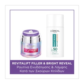 Loreal Paris Promo Revitalift Filler Hyaluronic Plumping Water-Cream Ενυδατική Κρέμα Ημέρας 50ml & Bright Reveal Tinted Glow Daily Fluid Spf50 50ml