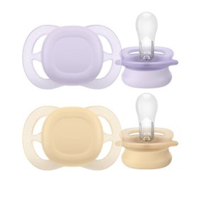 Philips Avent Ultra Start Silicone Orthodontic Soother Πιπίλα Σιλικόνης 0-2m Μωβ/Πορτοκαλί 2 Τεμάχια