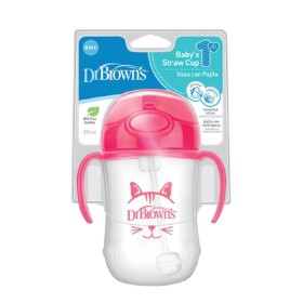 DR BROWNS Cup with Plastic Straw Pink 270ml 1 Piece [TC 91011]