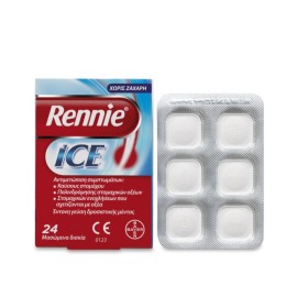 BAYER Rennie Ice for Indigestion with Mint Flavor 24 Chewable Tablets