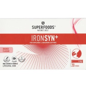 Superfoods Ironsyn+ για την Αντιμετώπιση της Σιδηροπενίας Κατά της Κούρασης & Κόπωσης με Γεύση Πορτοκάλι 20 Φακελίσκοι