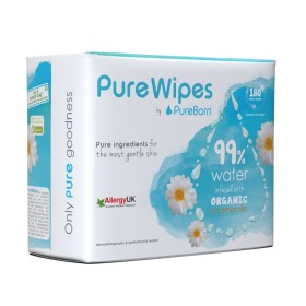 PUREBORN Organic Wet Wipes Infused with Chamomile Μωρομάντηλα Εμποτισμένα με Βιολογικό Χαμομήλι Κατάλληλα για Ευαίσθητο Δέρμα 180 Τεμάχια (3x60)
