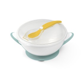 BABYONO Suction Bowl with Spoon Δοχείο Αποθήκευσης & Μεταφοράς με Κουτάλι Άσπρο 2 Τεμάχια