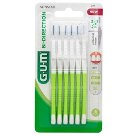 GUM 2114 Interdental Brushes Bi-Direction Cylindrical 0,7mm Color Green 6 Pieces