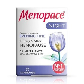VITABIOTICS Menopace Night Συμπλήρωμα για την Εξάλειψη των Νυχτερινών Συμπτωμάτων της Εμμηνόπαυσης 30 Ταμπλέτες
