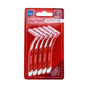 Intermed Ergonomic Interbrush Size 2 Μεσοδόντια Βουρτσάκια 0.5mm Χρώμα Κόκκινο 5 Τεμάχια