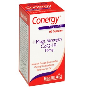 HEALTH AID Conergy CoQ-10 30mg Dietary Supplement for Cardiovascular & Immune System 90 Capsules
