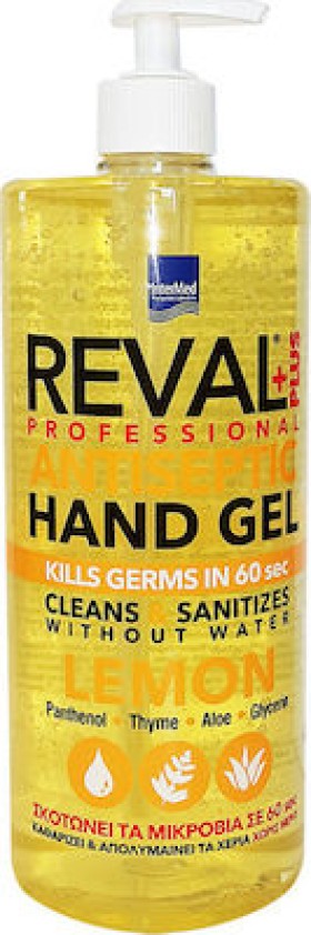 INTERMED Reval Plus Lemon Professional Antiseptic Hand Gel Αντισηπτικό Τζέλ Χεριών με Άρωμα Λεμόνι 1lt