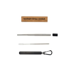 Boobam Straw Pocket Black Μεταλλικό Καλαμάκι