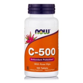 Now C-500 W/ Rose Hips & Bioflavonoids Συμπλήρωμα με Βιταμίνη C για Ενίσχυση του Ανοσοποιητικού 100 Ταμπλέτες