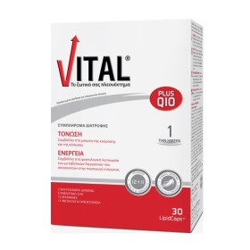 VITAL Plus Q10 για Καθημερινή Ενέργεια & Τόνωση με Συνένζυμο Q10 30 Κάψουλες