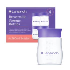 Lansinoh Breastfeeding Bottles Μπουκάλια Αποθήκευσης Μητρικού Γάλακτος 4x160ml Lansinoh Breastfeeding Bottles Μπουκάλια Αποθήκευσης Μητρικού Γάλακτος 4x160ml