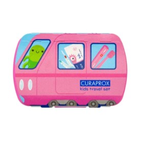 Curaprox Kids Travel Set Ροζ για 6-12 Ετών Οδοντόβουρτσα Ταξιδίου 1 Τεμάχιο & Οδοντόκρεμα Καρπούζι 10ml & Μεσοδόντια Βουρτσάκια 2 Τεμάχια