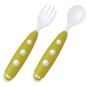 NUK Mini Cutlery Set Σετ Κουτάλι-Πιρούνι Mini Μουσταρδί 8m+ 2 Τεμάχια [10.255.047]