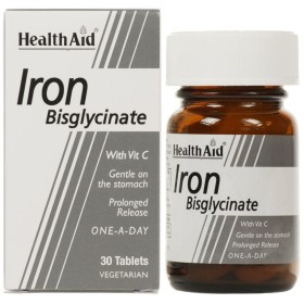 HEALTH AID Iron Bisglycinate 30mg with Vitamin C Supplement with Iron & Vitamin C 30 tablets