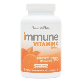 NATURES PLUS Immune Vitamin C 500mg Συμπλήρωμα Ενίσχυσης του Ανοσοποιητικού Συστήματος με Βιταμίνη C 100 Μασώμενες Ταμπλέτες
