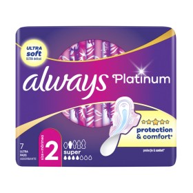 Always Platinum Super Σερβιέτες με Φτερά για Αυξημένη Ροή Μέγεθος 2 7 Τεμάχια Always Platinum Super Σερβιέτες με Φτερά για Αυξημένη Ροή Μέγεθος 2 7 Τεμάχια