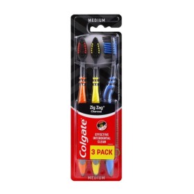 Colgate Zig Zag Charcoal Medium Οδοντόβουρτσα Τριπλή Συσκευασία 3 Τεμάχια