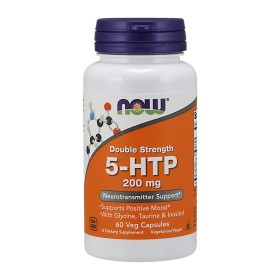 NOW 5-HTP 200mg Double Strength για Αύξηση των Επιπέδων Σεροτονίνης στον Οργανισμό 60 Μαλακές Κάψουλες
