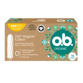 OB 100% Organic Cotton Tampons for Normal Flow 16 Pieces