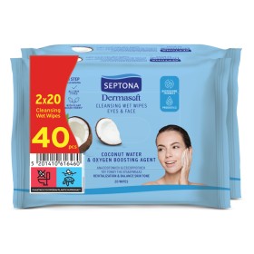 Septona Promo Dermasoft Μαντηλάκια Ντεμακιγιάζ με Νερό Καρύδας 2x20 Τεμάχια