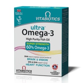 VITABIOTICS Ultra Omega-3 High Purity Fish Oil Fish Oil in Soft Capsules with Orange Flavor 60 Pieces