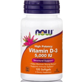 NOW D-3 (5,000 IU) Vitamin D3 Supplement 120 Softgels