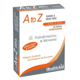 HEALTH AID A to Z Iodine & Iron Free με Πολυβιταμίνες & Μέταλλα 30 Ταμπλέτες