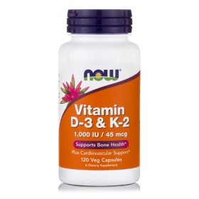 NOW D-3 & K-2 Supplement with Vitamins D3 & K 120 Vegetarian Capsules