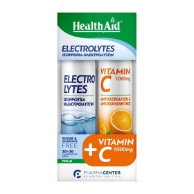 Health Aid Promo Electrolytes Ηλεκτρολύτες με Γεύση Φράουλα 20 Αναβράζοντα Δισκία & Vitamin C 1000mg με Γεύση Πορτοκάλι 20 Αναβράζοντα Δισκία