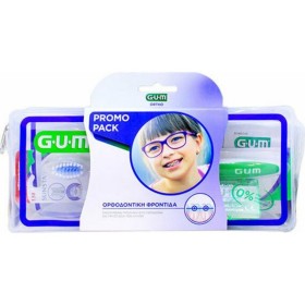 GUM PROMO Pack Orthodontic Care with Toothbrush, Precut Wax, Canker sore Gel & Floss in Green Color