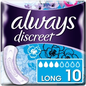 ALWAYS Discreet Long Incontinence Pads 10 Pieces