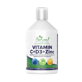 Natural Vitamins Vitamin C & D3 & Zinc με Γεύση Πορτοκάλι 500ml