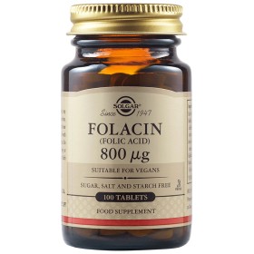 SOLGAR Folacin (Folic Acid) 800μg 100 Ταμπλέτες