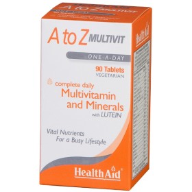 Health Aid A To Z Multivit Συμπλήρωμα Διατροφής με Βιταμίνες ,μέταλλα & Λουτεϊνη 90 Ταμπλέτες Health Aid A To Z Multivit Συμπλήρωμα Διατροφής με Βιταμίνες ,μέταλλα & Λουτεϊνη 90 Ταμπλέτες