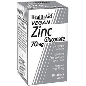 HEALTH AID Zinc Gluconate 70mg  Συμπλήρωμα Διατροφής με Ψευδάργυρο 90 ταμπλέτες