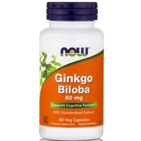 NOW Ginkgo Biloba 60 mg Συμπλήρωμα για Ενίσχυση της Μνήμης & Υποστήριξη Εγκεφαλικής Λειτουργίας 60 Μαλακές Κάψουλες