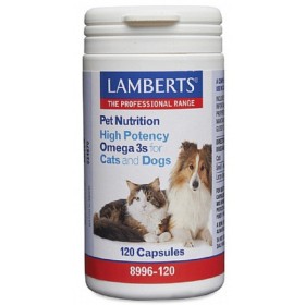 LAMBERTS Pet Nutrition High Potency Omega 3s for Cats & Dogs Supplement for Cats & Dogs 120 Capsules