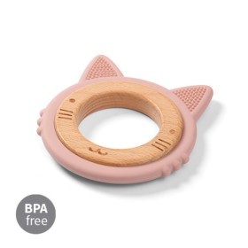 Babyono Wooden & Silicone Teether Kitten Ορθοδοντικό Μασητικό Από Μαλακή Σιλικόνη & Ξύλο Ροζ 1 Τεμάχιο Babyono Wooden & Silicone Teether Kitten Ορθοδοντικό Μασητικό Από Μαλακή Σιλικόνη & Ξύλο Ροζ 1 Τεμάχιο
