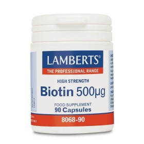 LAMBERTS Biotin 500μg Συμπλήρωμα με  Βιοτίνη για Δέρμα , Νύχια & Μαλλιά 90 Κάψουλες